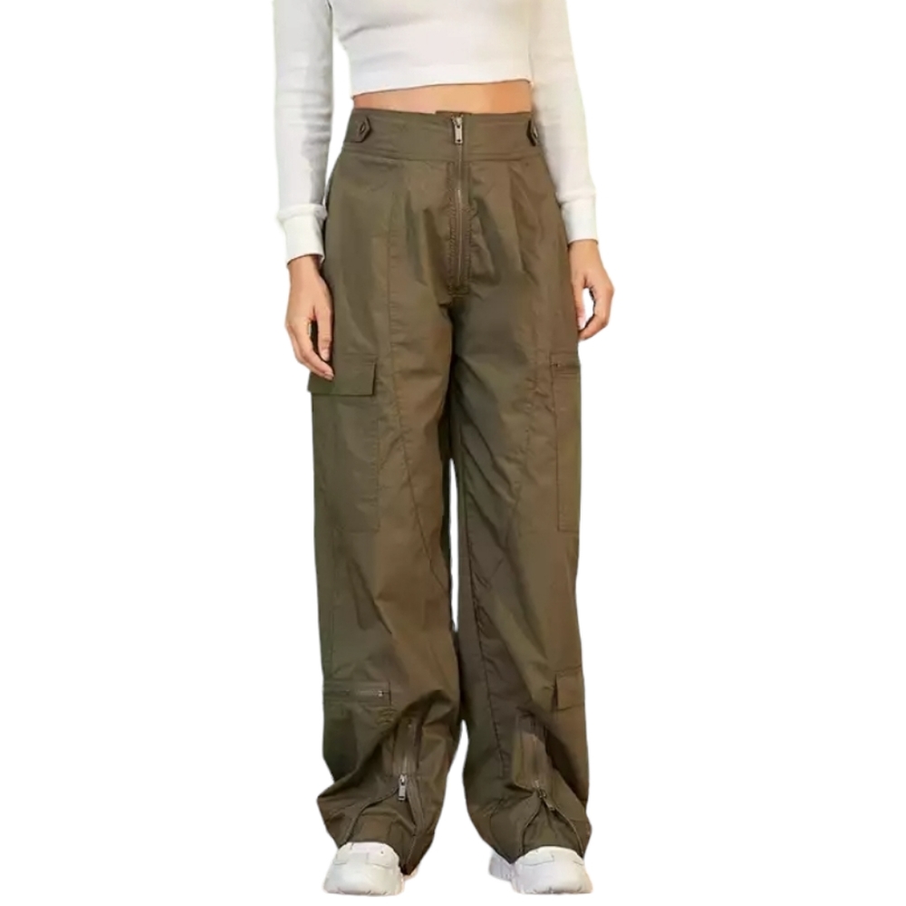 American Eagle AE Studio Baggy Y2K Wide Leg Cargo Pants in Olive Green Size S